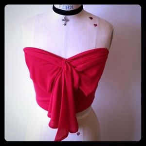 SOLD! Red crop top tube with beautiful bow NWOT